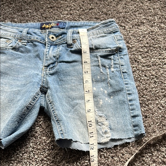 Angels Women's Distressed Blue Denim Shorts Size 7 - Picture 7 of 11